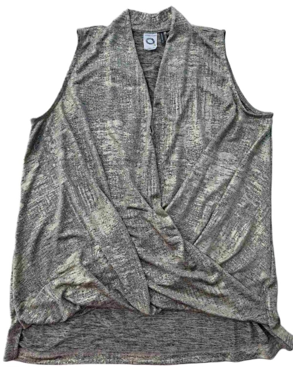 Anthropologie Akemi + Kin Rayon Grey Metalic Draped Sleeveless Modern Top Size S